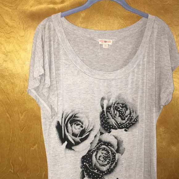Grey/Black Rose Printed Long Top - Picture 6 of 8